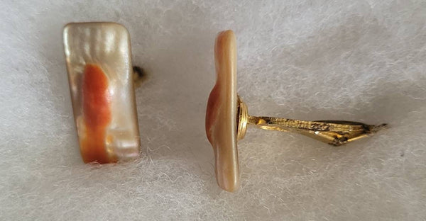 Vintage Cufflinks Gorgeous Rare Natural Abolone Wearable Fruits of the Sea from Our Mid Century Men's Collection..!
