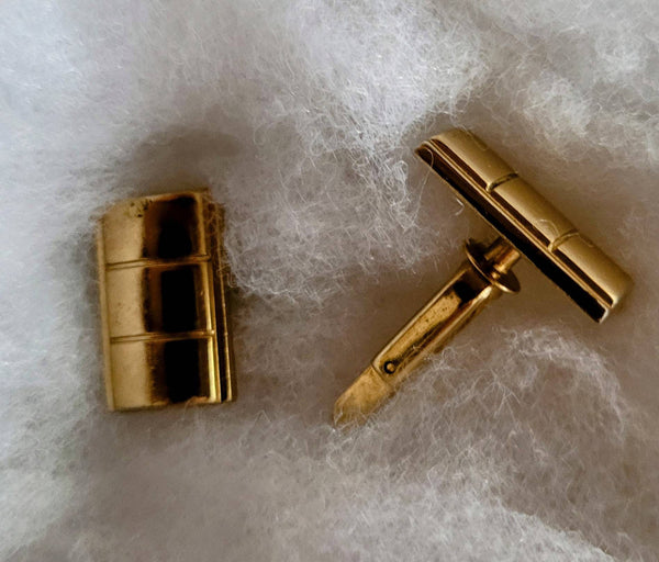 Mid Century Men's Hickok Cufflinks Classic Gold Scored Oblongs Suave and Style Sensational