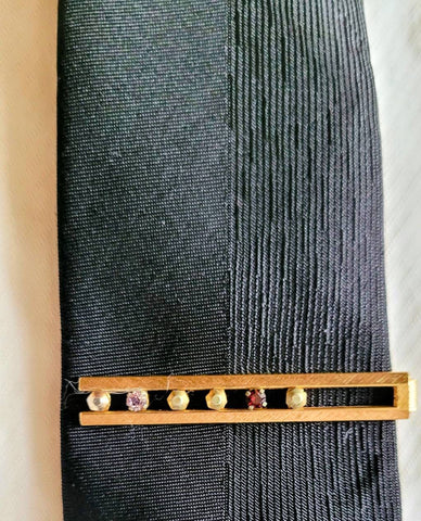 Anson Jeweled Bar Tie Clip Vintage Class and Sass .!