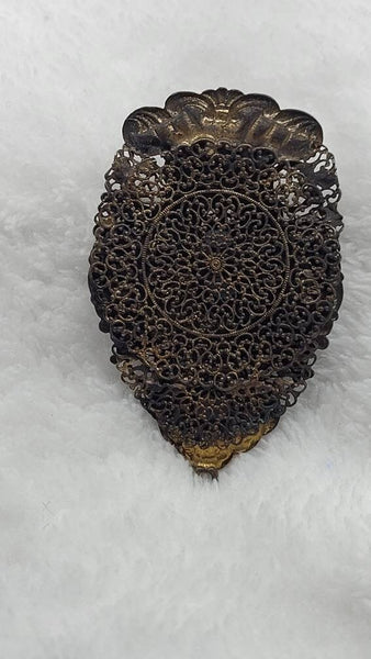 Turn of the Century Ornate Blue Topaz Antique Pendant