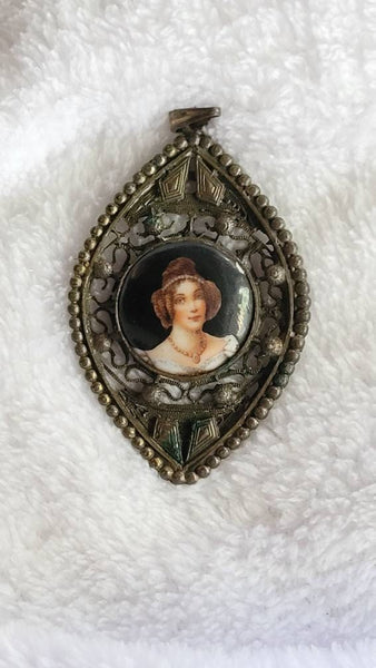 Turn of the Century Czechoslovakian Antique Pendant Victorian Nouveau Delight signed