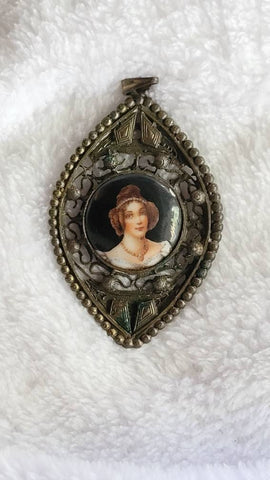 Turn of the Century Czechoslovakian Antique Pendant Victorian Nouveau Delight signed