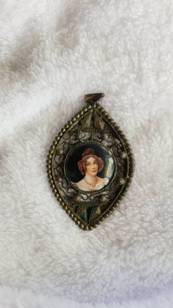 Turn of the Century Czechoslovakian Antique Pendant Victorian Nouveau Delight signed