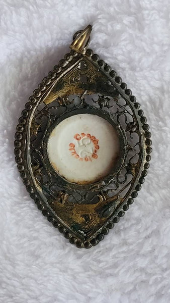 Turn of the Century Czechoslovakian Antique Pendant Victorian Nouveau Delight signed