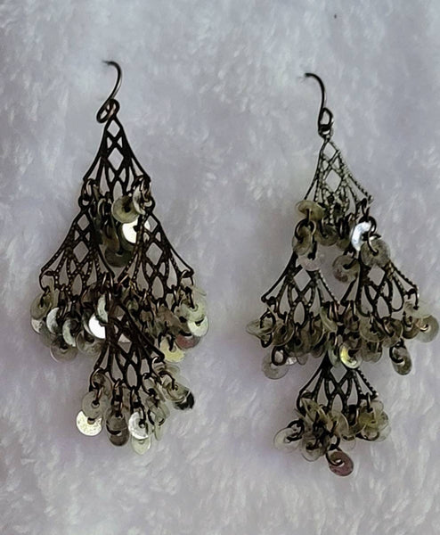 1900s Silver Shimmer  Nouveau Earrings Fabulous Flapper Wear