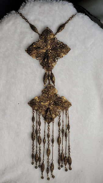 Nouveau Turn of the Century Brass NeckArt Intricate Filligree Magic