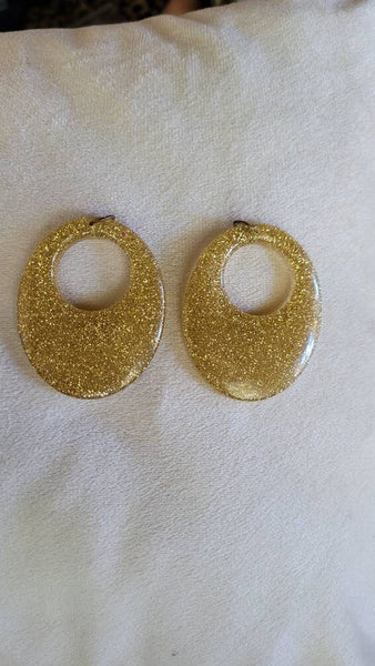 Sensational Sixties Sparkle Lucite Earrings Statement Size