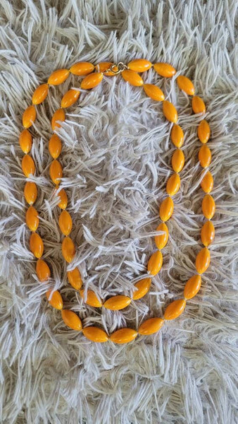 60s Necklace Petite Orange Beads Simple Sweet Goovy..!