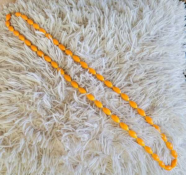 60s Necklace Petite Orange Beads Simple Sweet Goovy..!