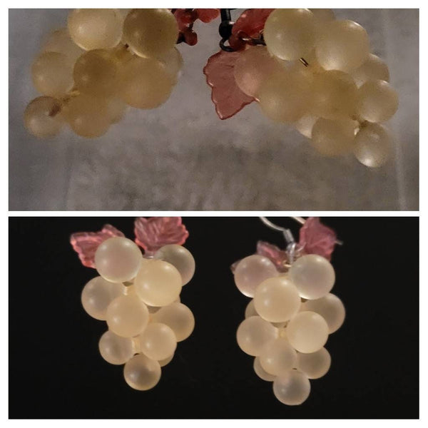 Petite Frosted  Grape Cluster Earrings. Cheers to Iluminating 1950s Fabulous..!