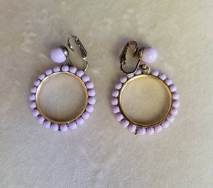 60s Beaded Gold Hoops Soft Violet