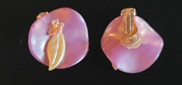 Vintage Fantastic Plastic Purple with Petite Pearl Earrings