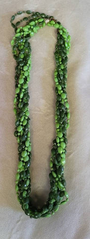 Sixties Sensation 48 inch 4 Strand Gorgeous Green Necklace Groovy Versitile Beads. Wearable multiple ways.