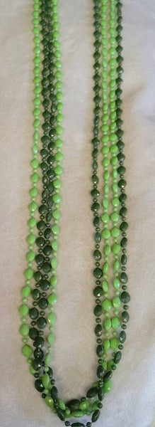 Sixties Sensation 48 inch 4 Strand Gorgeous Green Necklace Groovy Versitile Beads. Wearable multiple ways.