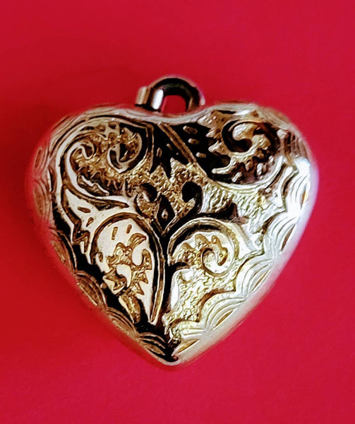 Beautiful Tooled Golden Heart with Choice of Vintage Chain Length. Heart Jewelry Gifts Loving Heat Necklace Holidays Everyday Send LOVE..!