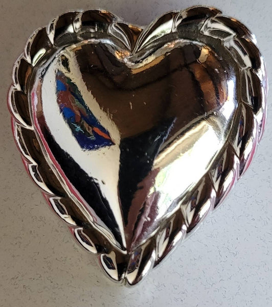 Shiny Silver Sweetheart Pin... Trimed in Rolled Rope Sharp Stylish Sexy Silver Heart Pendant Choose A Vintage  Chain 16 18 0r 24 inches