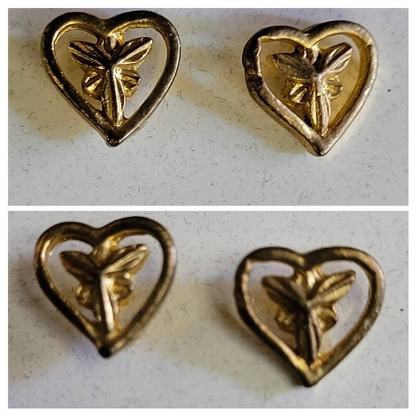 Deco Heart Earrings Little Golden Vintage  Treasures Sweet Petitie Light & Lovely Holiday Perfection for Giftgiving at Holidays IE Valentine