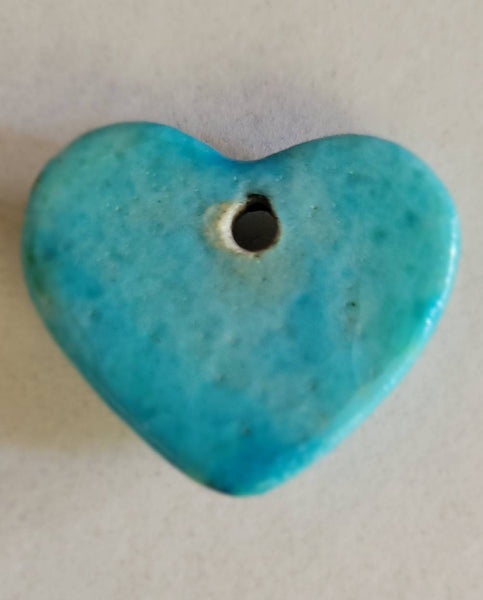 Handpaited Ceramic Tourqouise Heart Colors Adorn this Special One of A Kind Lovely Heart