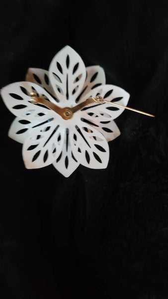 Flower Power. ! 4 in White and Blue Enamel Flower Pin... Happy 60th Birthday 1960s  Vintage Jewelry..!