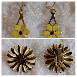 Flower Power. !   Enamel Earrings... Happy 60th Birthday 1960s  Vintage Jewelry..!