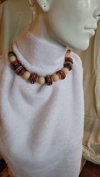 Fab Fun !Beaded Wodden  Multicolored Necklace