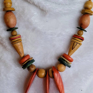 Beautiful Beads of Wood 80s Necklace Unique Shapes Sizes