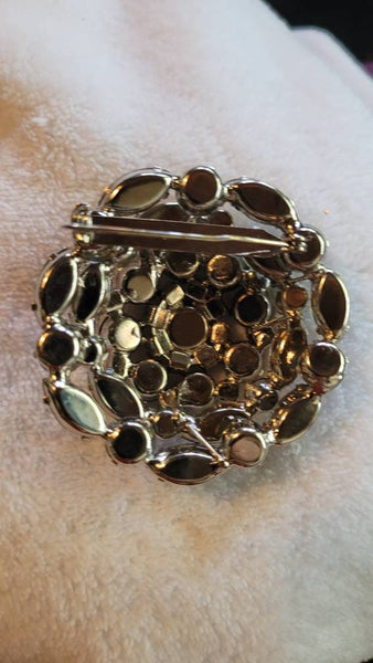 Dome Brooch Big Beautiful 1950s Shine & Sparkle AB with  Smokey Crystal Stunning..!