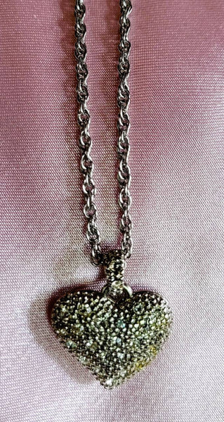 Chicos Rhinestone Heart Necklace... Can also be worn Backwards Scrolled Open Hearts Great Piece for A Sweetheart or A Soft Heart...