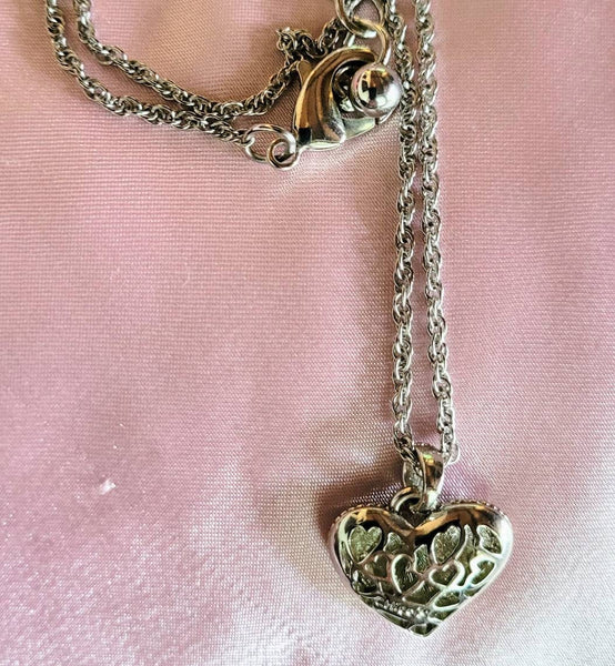 Chicos Rhinestone Heart Necklace... Can also be worn Backwards Scrolled Open Hearts Great Piece for A Sweetheart or A Soft Heart...