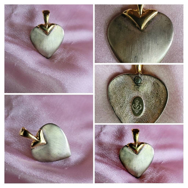 PD Crown Designer Heart Two Tone Brush Muted Silver with Gold. Stunning Design Hearts of Distinction Classy Heart Gift Collect Hearts