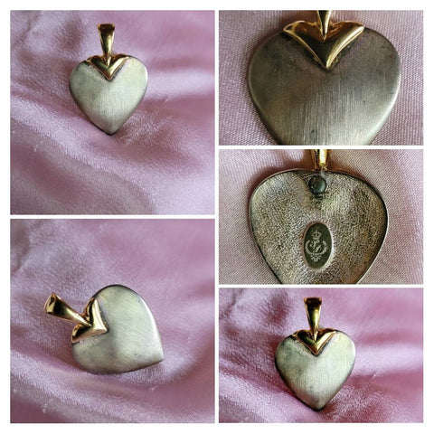 PD Crown Designer Heart Two Tone Brush Muted Silver with Gold. Stunning Design Hearts of Distinction Classy Heart Gift Collect Hearts