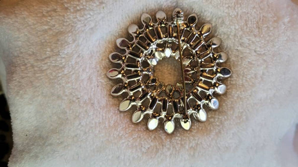 Golden Era Brooch Stunning Sparkling Starburst Rhinestones Set on Silver. . .Deco Design Sleek Sophisticated Style.