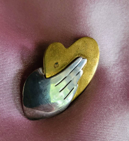 Sold   FarFetched Designs this Vintage Pin.. Heart In Hand... Perfect Way To Say Be Mine Romantic Two Tone Pin Talking Jewelry Say it With This...