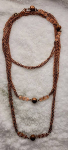 Cool Copper Art Deco Period Necklace... 1930 Decade of Detailed Simplicity 40 inch
