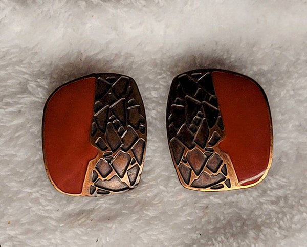 Cool Copper  Enamal Blend in Vintage Earrings