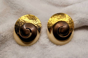 Cool Copper Brass Gold Spiral Creme De La Creme Exquisite Vintage  Earrings