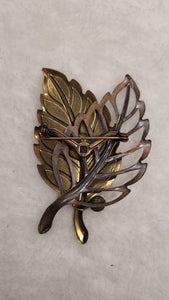 Cool Copper on Falling Leaves Vintage  Pin