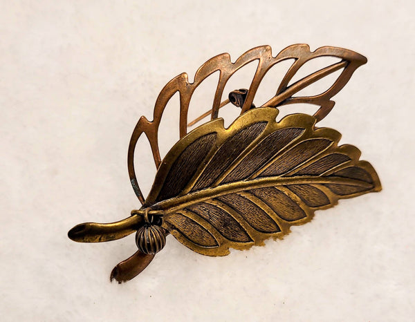 Cool Copper on Falling Leaves Vintage  Pin