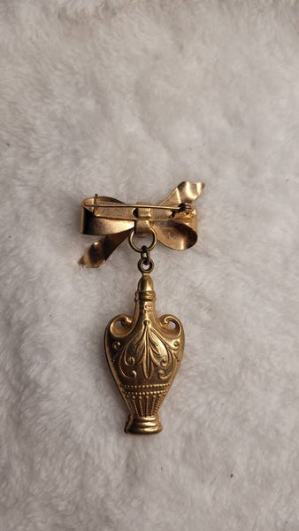 Rhinestone Bejeweld Brass Bow Painted Urn