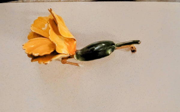Flower by Robert.  Budding Yellow Orange Fade with Green A Vintage Beauty Inspired by Nature. Robert a Brilliant Designer who Loved Flowers