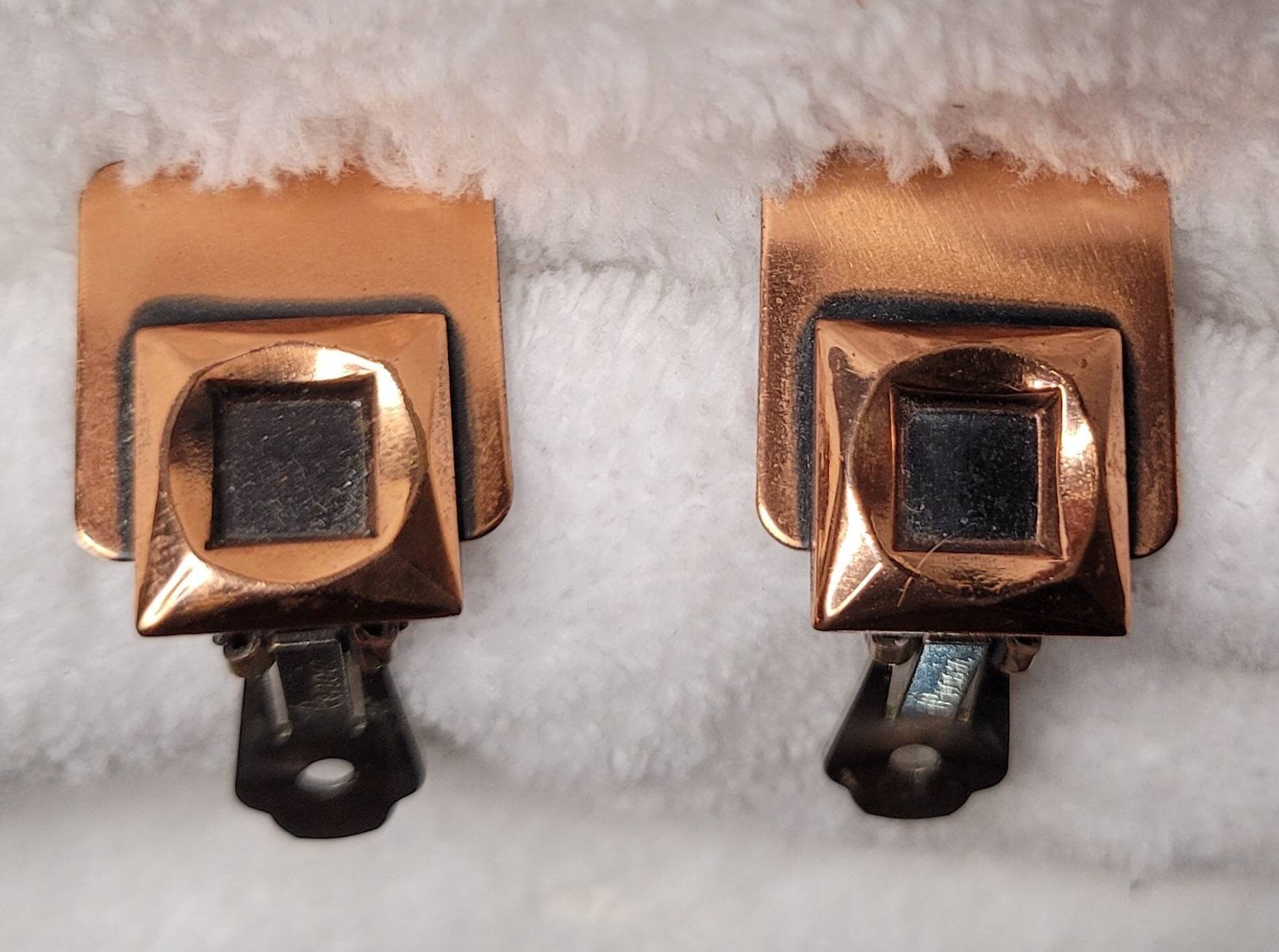 Renoir 1950s Copper Squared and Tiered Earrings Vintage Treasures