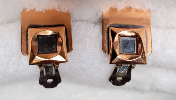 Renoir 1950s Copper Squared and Tiered Earrings Vintage Treasures