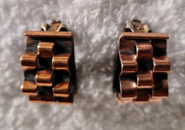 Renoir Copper Earrings 1950s Creations Calif.. Geo Waves..!