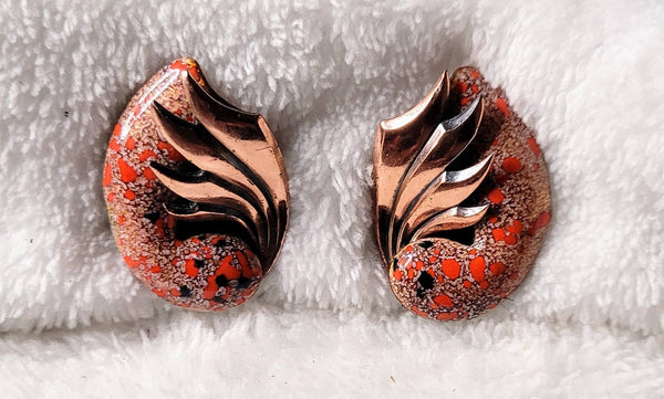 A Rare Matisse Renior Flaming Copper Over Firey Red Speckeld Enamel Hollywood Fav..! Signed Designer