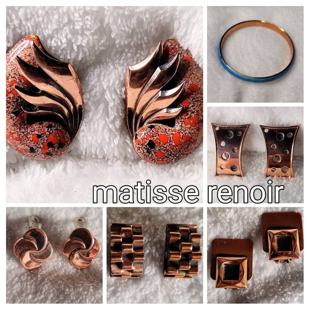 Matisse Renoir Collection 1940s 1950s Now.!!  on Wink At The World Listing: Shiny Copper Swirl Earrings 1950s Cool