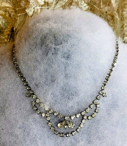 Dazzling Diamante  Collection Necklace 1950s Brilliance Scalloped  Sparkling Vintage Rhinestones.