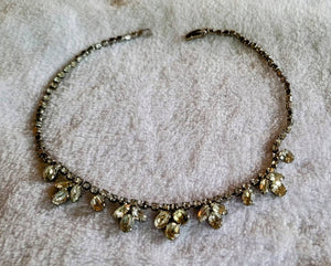 Dazzling Diamante Fifties Rhinestone Necklace Cluster of 3 Half Inch Vintage Stones Dancing Sparkle.