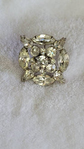 Rhinestone Brooch Forties Fabulous Circular Square Sparkler