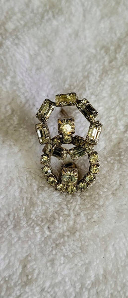 Rhinestone Baby Brooch Very Early Fab Forties Double Ring Treasure