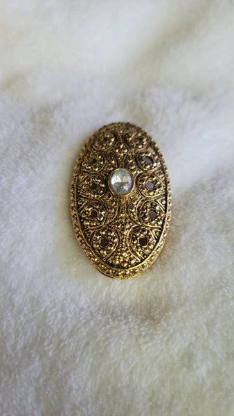 Intricate Scrooled Gold Oval Brooch Ecletic 80s..!